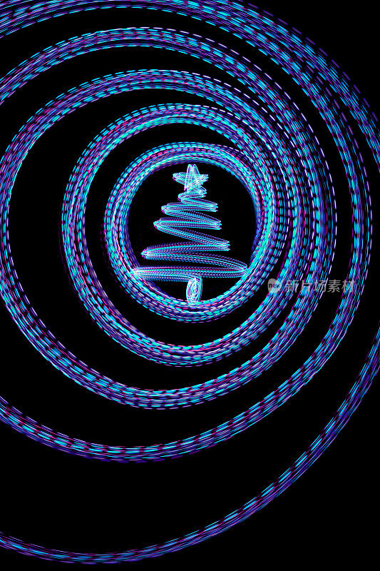 圆圈中的圣诞树- LED光画(多色)